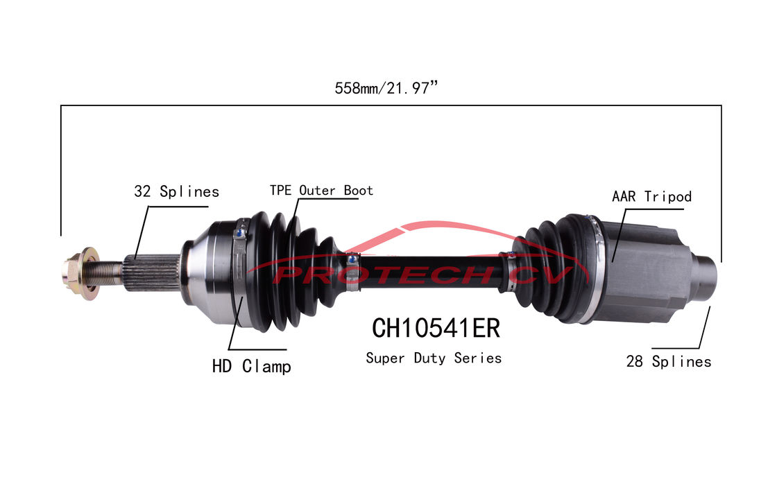 CH10541ER CV Axle Assembly Heavy Duty Clamp TPEE Boot  Cold Forging Grinding Process Technology EXTREME Weather Unit